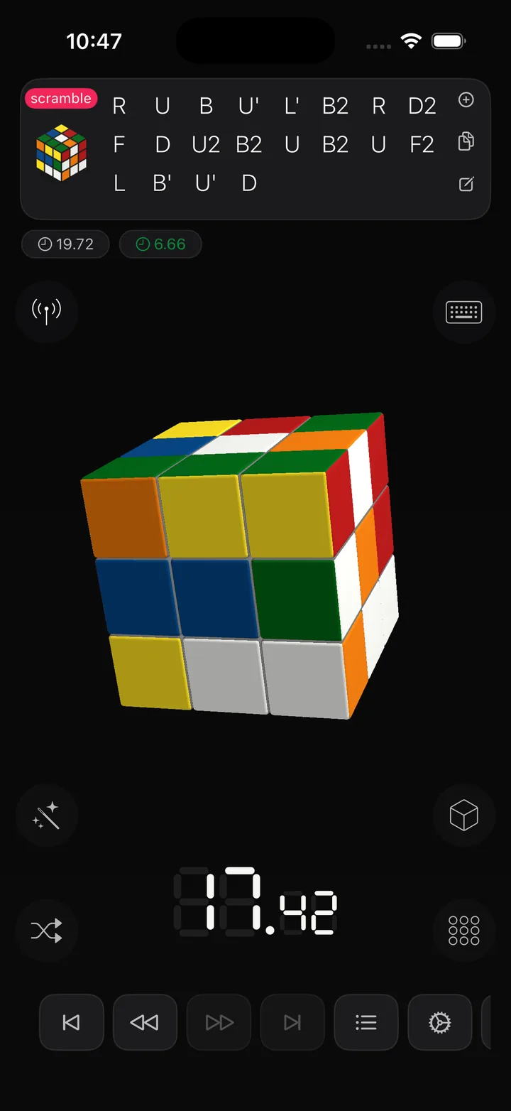 CubeZX iPhone scramble screen screenshot.